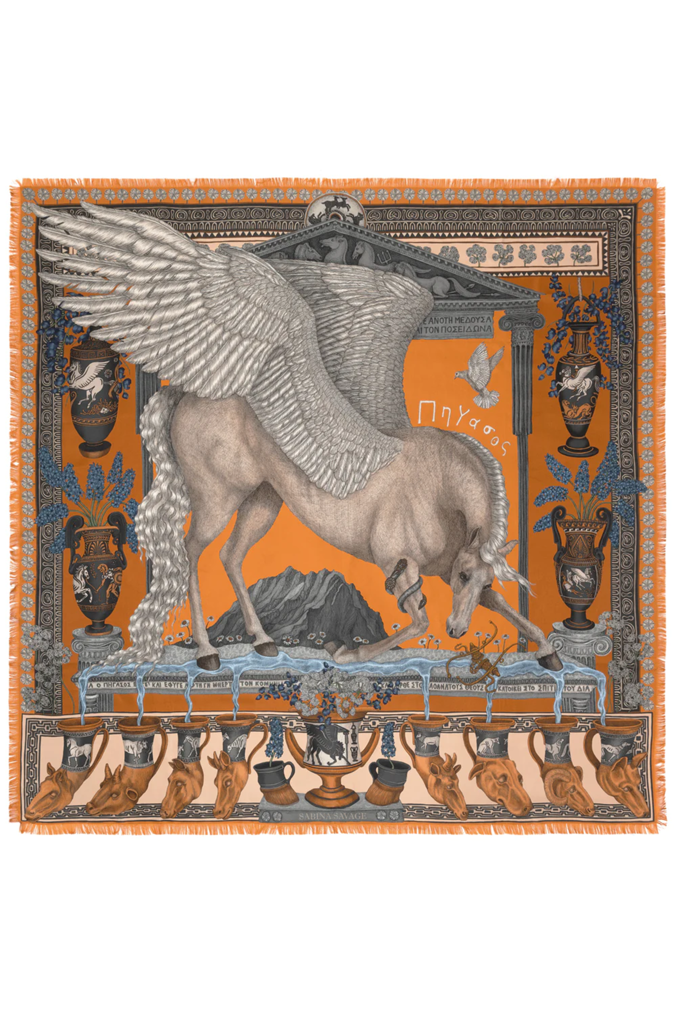 The Temple of Pegasus  Citrus/Chalk  Silk Twill 135