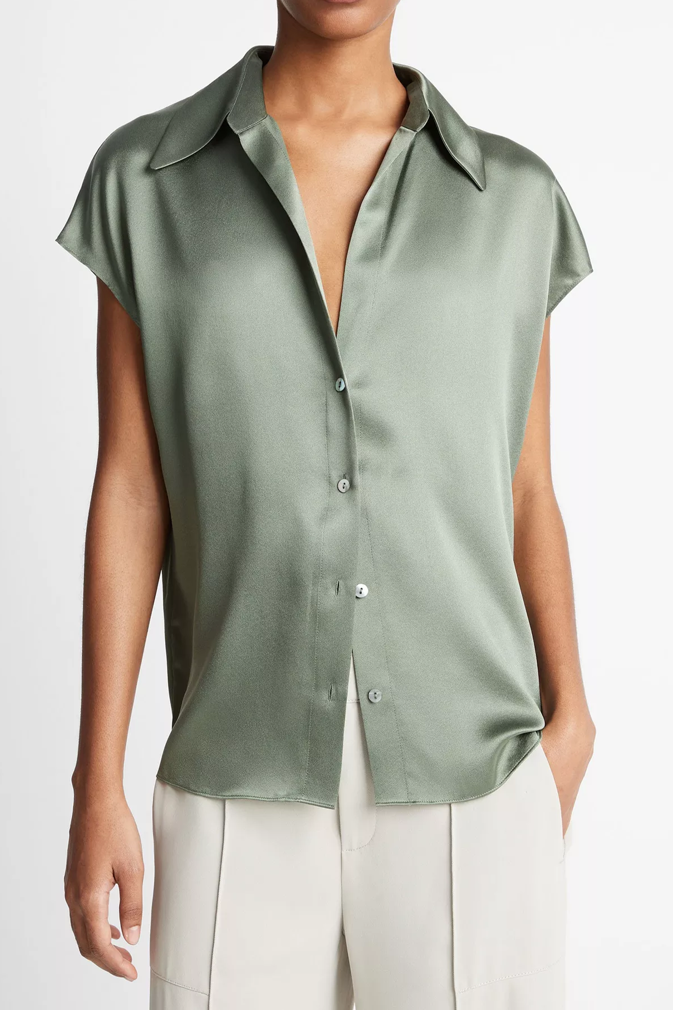 Cap Sleeve Ruched Back Blouse-SFN